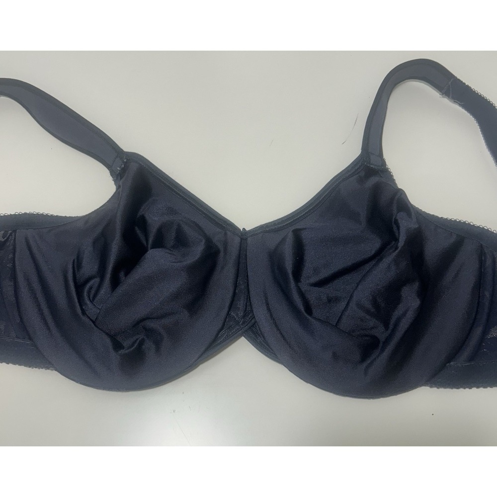 Wacoal Navy Floral Bra Full Coverage Underwire Nylon Spandex Lined Womens 38DD - Picture 3 of 5